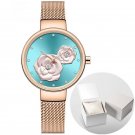 Women Fashion RGBERG Watch Mesh Stainless Steel Waterproof Quartz Rose Dial Charming