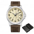 Casual SBBN Watches Leather for Men Waterproof Big Dial Day and Date Display