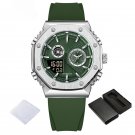 Mens SGNGN Watches Waterproof Sports Quartz Dual Display Silicone Strap Luminous