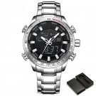 Creative Dual Display Men Steel Band SBW Watch Big Dial Digital Sport Quartz