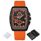 Mens BOO Wristwatches Water Resistant Fumed Silica Strap with Barrel Shaped Dial