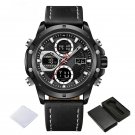 2024 New Male BBB Wristwatch Leather Dual Display Waterproof Strap Luminous