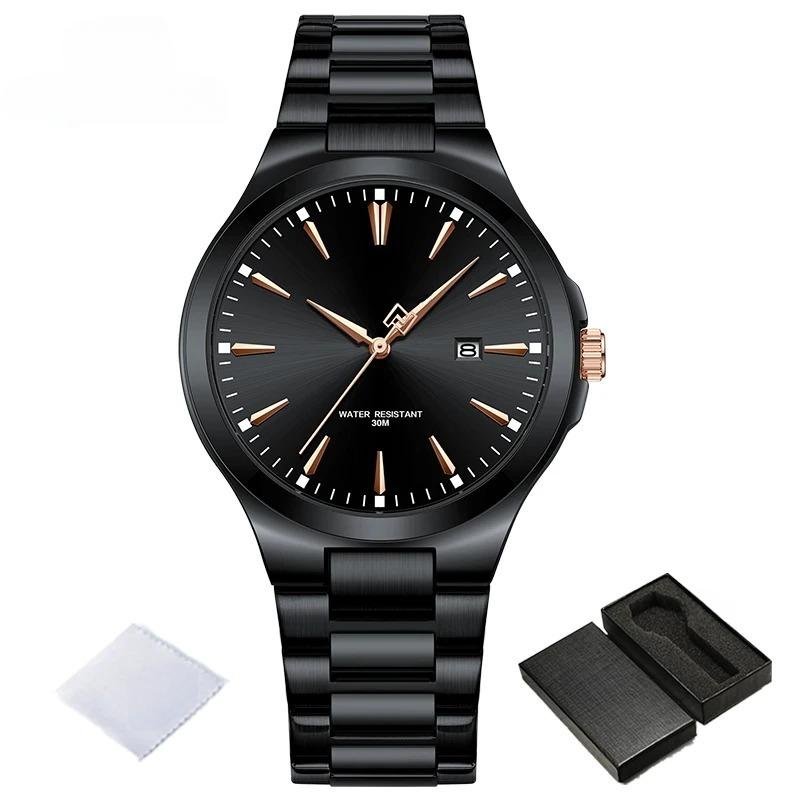 Trend BB Watch for Men Waterproof Date Display Quartz Stainless Steel Strap