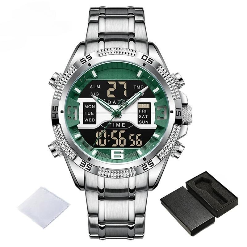 Dual Display Man Waterproof SGN Watches Military Luminous Sports Steel Band