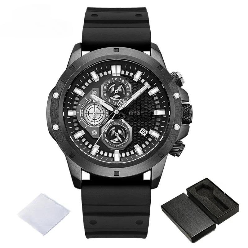 Original Waterproof BBB Watches for Men Fumed Silica Strap Quartz Chronograph