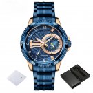 Waterproof RGBE Watch for Men Quartz Calendar Stainless Steel with Luminous Hands