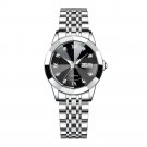 Luxury Ladies Waterproof Silver Black Watch High Quality Stainless Steel Luminous