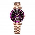 Waterproof Purple Watch for Women Luxury Jewelry Design Rose Gold Steel Quartz