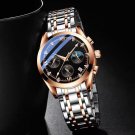 Men Waterproof 806 RG BK S Watch Chronograph Date Luxury Luminous Steel Band