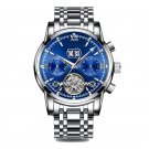 2021 Men Mechanical Wristwatch 2 Blue Silver Genuine Automatic Chronograph