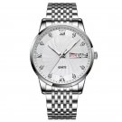 Mens 827 SL WH S Watches Stainless Steel Push Button Hidden Clasp with Date