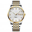 Mens 827 GD WH S Watches Stainless Steel Push Button Hidden Clasp with Date