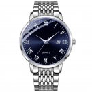 Mens 838 SL BU S Watches Stainless Steel Push Button Hidden Clasp with Date