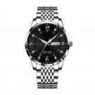 Mens 836 SL BK S Watches Stainless Steel Push Button Hidden Clasp with Date
