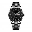 Mens 836 BK BK S Watches Stainless Steel Push Button Hidden Clasp with Date