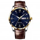 Mens Ultra Thin Watches 836 GD BU L Leather Luxury Waterproof Date Week Casual
