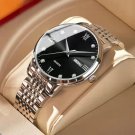 Men Waterproof Watch 856 SL BK S Luxury Date Week Stainless Steel Mens Quartz