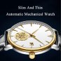 Automatic Mechanical Men Watch Black Leather Tourbillon Waterproof Calendar Luxury