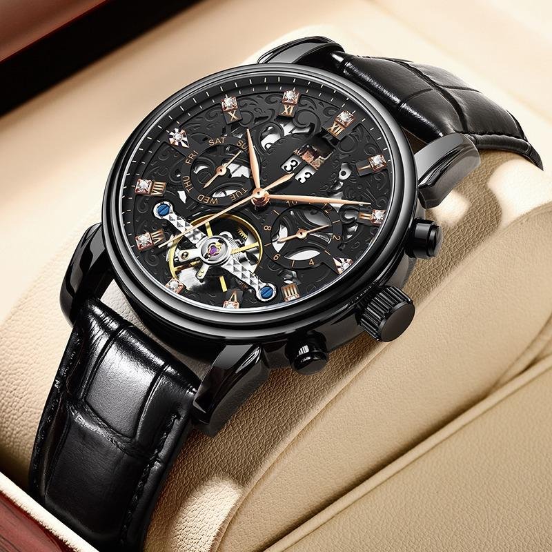 New Automatic Tourbillon Waterproof Multicolor Watch for Men Mechanical Steel Strap