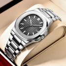 Silver Black Watch Full Steel For Men Top Brand Luxury Fashion Quartz Date Sport Silver Black Watch Full Steel For Men Top Brand Luxury Fashion Quartz Date Sport