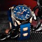 Men All blue Watch Brand Luxury Waterproof Silicone Strap Quartz Chronograph