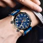 Men All blue Watch Brand Luxury Waterproof Silicone Strap Quartz Chronograph