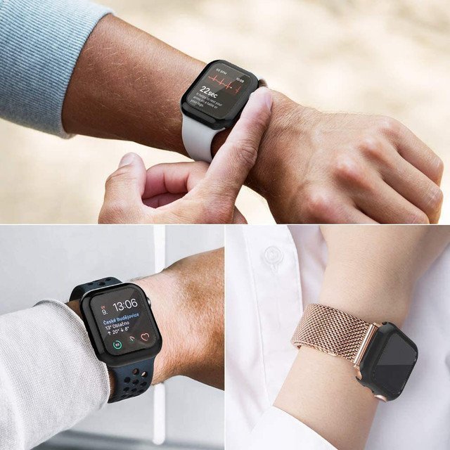 Black PC Case Tempered Glass Screen Protector For Apple Watch 38MM for iWatch Full Coverage