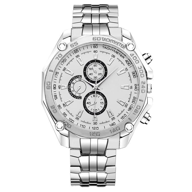 Top Brand Luxury Silver White Business Watch for Men Sports Military Quartz