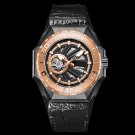 Men Sports Watches Leather Strap All Black Automatic Skeleton RGA6903 S BPBB