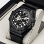 Men Sports Watches Leather Strap All Black Automatic Skeleton RGA6903 S BBB