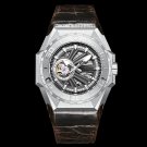 Men Sports Watches Leather Strap All Black Automatic Skeleton RGA6903 S YBS