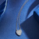 Fashion Heart Necklace for Women Crystal Pendant Chain Silver Jewelry