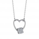 Trendy Women Heart Necklace Jewerlry Silver Shining Crystal Pendant Fashion
