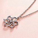 Shining Crystal Flower Pendant Necklace for Women Silver Charm Jewelry Wedding