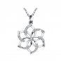 Shining Crystal Flower Pendant Necklace for Women Silver Charm Jewelry Wedding