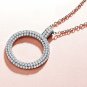 Round Shape Crystal Pendant Necklace for Women Jewelry Sterling Silver Chain
