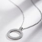 Round Shape Crystal Pendant Necklace for Women Jewelry Sterling Silver Chain