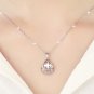 Trendy Water Drop Pendant Necklace for Women Sterling Silver Crystal Heart Jewelry