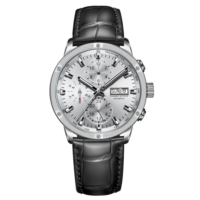 Men Automatic CM2 YWB Watch Mechanical Leather Strap Sapphire Calendar Display