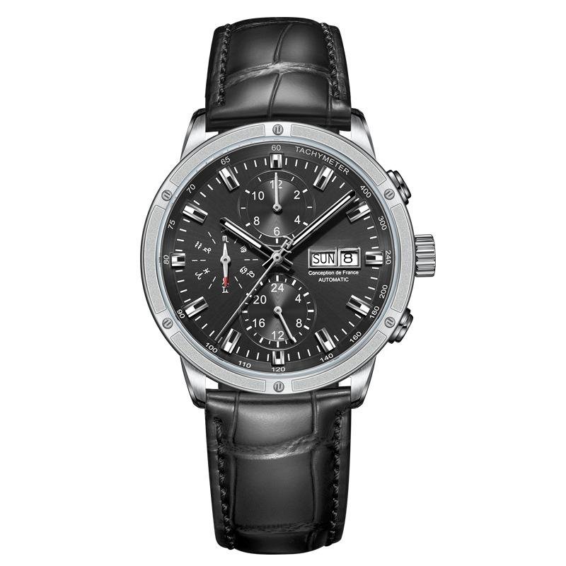 Men Automatic CM2 YBB Watch Mechanical Leather Strap Sapphire Calendar Display