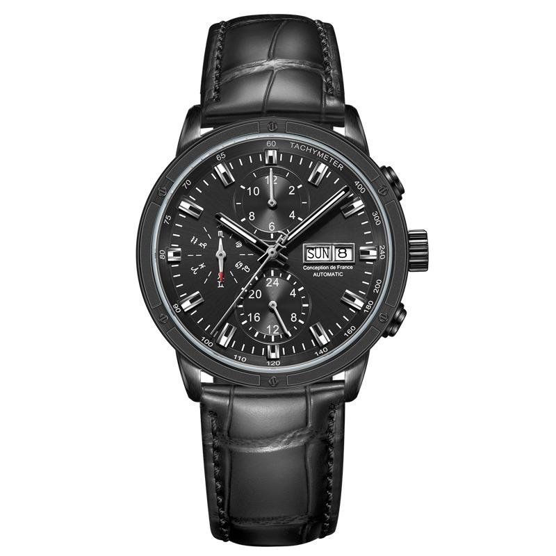 Men Automatic CM2 BBBB Watch Mechanical Leather Strap Sapphire Calendar Display