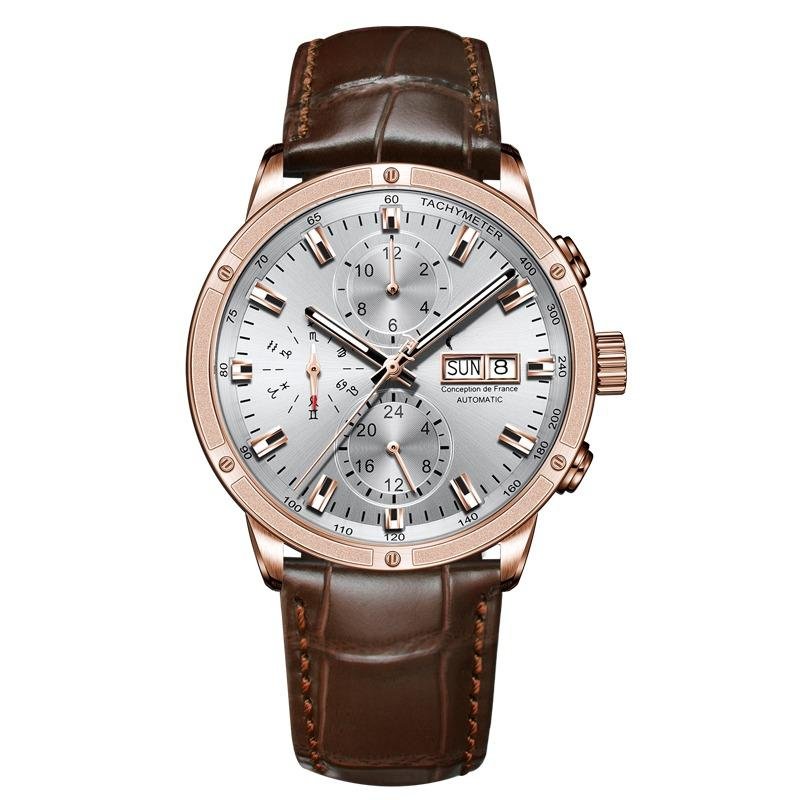 Men Automatic CM2 PWS Watch Mechanical Leather Strap Sapphire Calendar Display