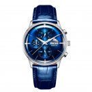 Luxury Men Watch Multi Function YLL blue Leather Strap Automatic Date Day