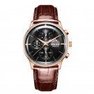 Luxury Men Watch Multi Function PBS brown Leather Strap Automatic Date Day