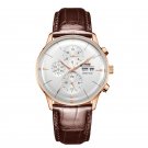 Luxury Men Watch Multi Function PWS brown Leather Strap Automatic Date Day