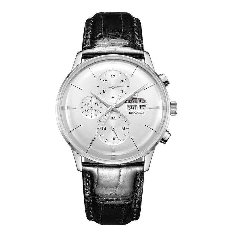 Luxury Men Watch Multi Function YWB black Leather Strap Automatic Date Day