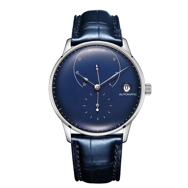 Luxury Business Mens YLL Automatic Waterproof Watch Genuine Leather Strap