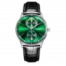 Mens Steel Green Dial YNB Automatic Mechanical Leather Watch Waterproof Luminous
