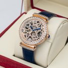 Women Automatic Waterproof Watches Steel Case PWL Calf Leather Strap Sapphire