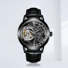 Men Automatic Waterproof BBBY Watch Calfskin Strap Mineral Crystal Glass Dial 45mm